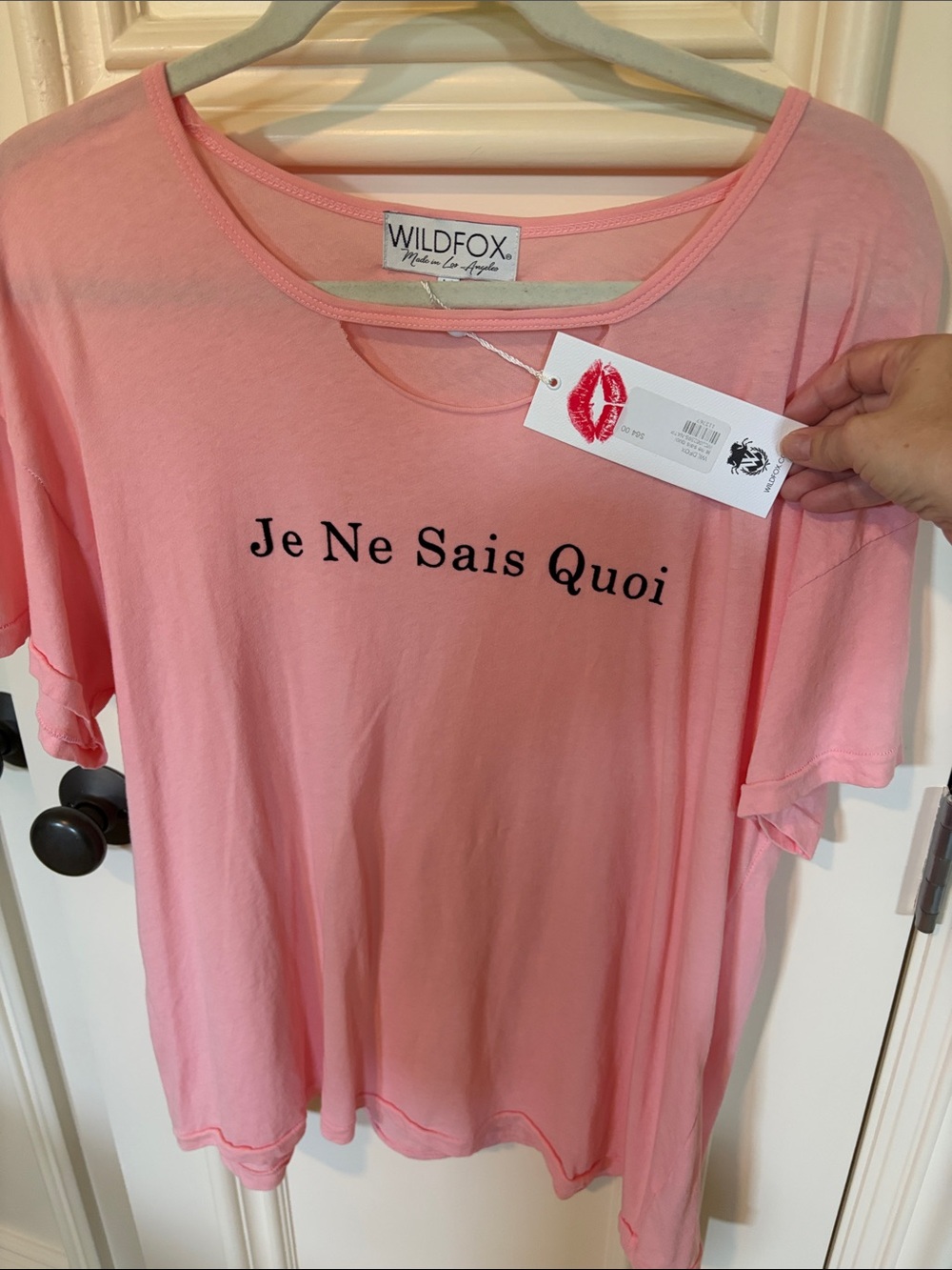 Wildfox Pink "Je Ne Sais Quoi" Graphic Short-Sleeve Tee